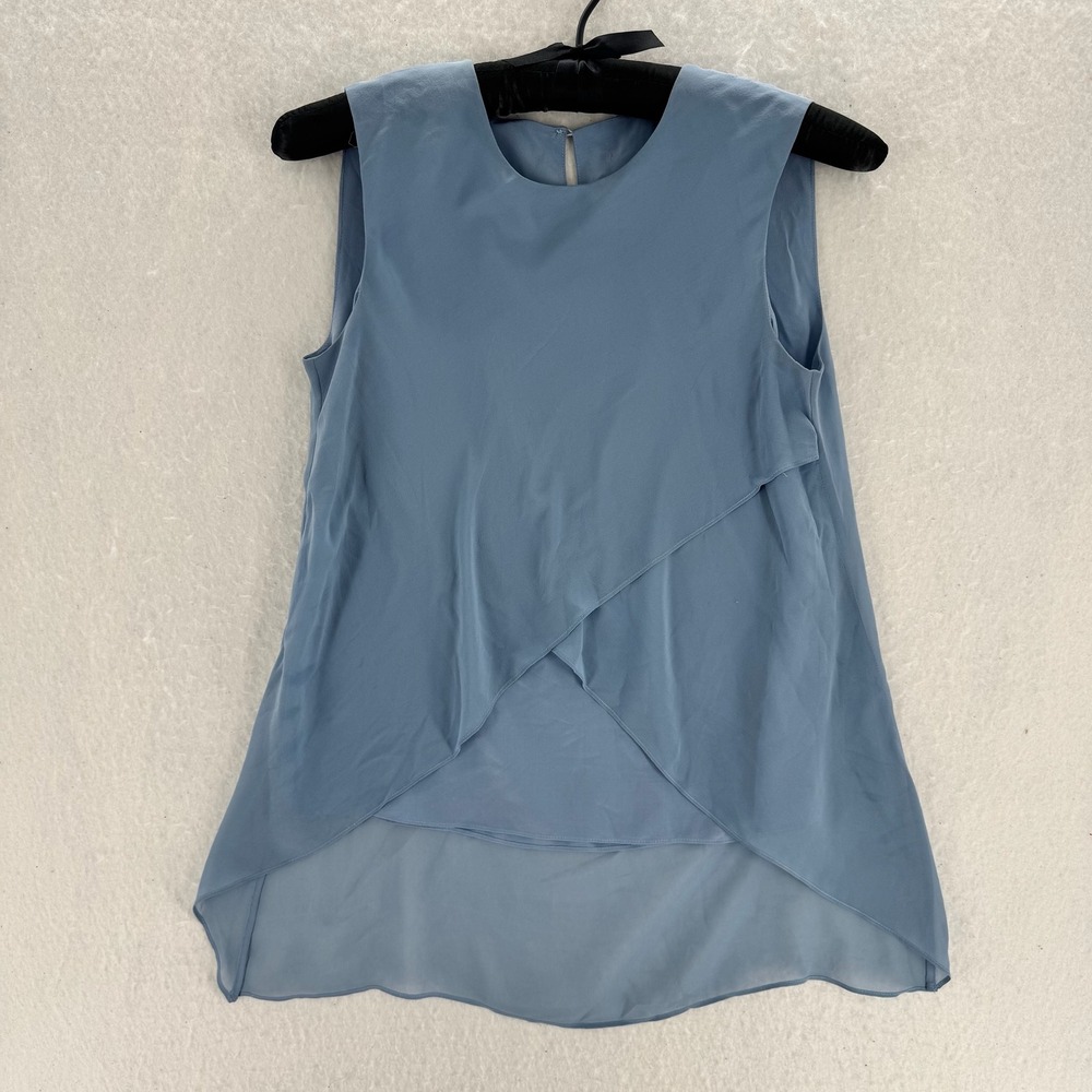 Theory - Blouse Layered Tulip Front High-Low - Blue - S - Womens